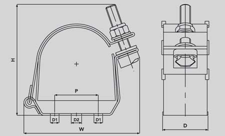 Ellis Patents ES37-45 Emperor Single Cable Cleat - Dimensions Illustration